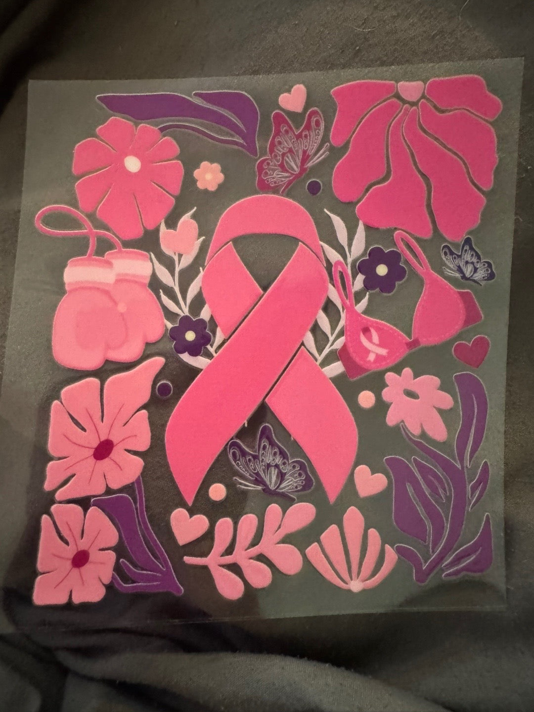 Pink Ribbon with flowers